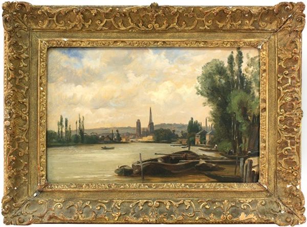 View Of The Seine Oil Painting by Charles Francois Daubigny