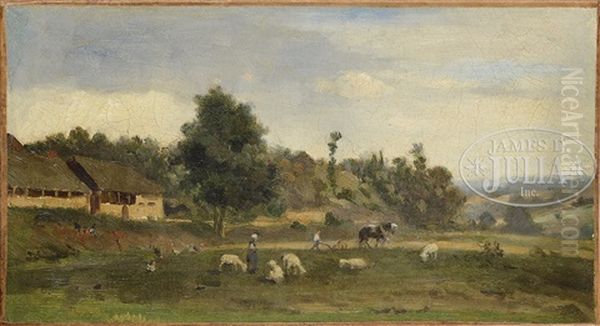 Paysage Anime Oil Painting by Charles Francois Daubigny