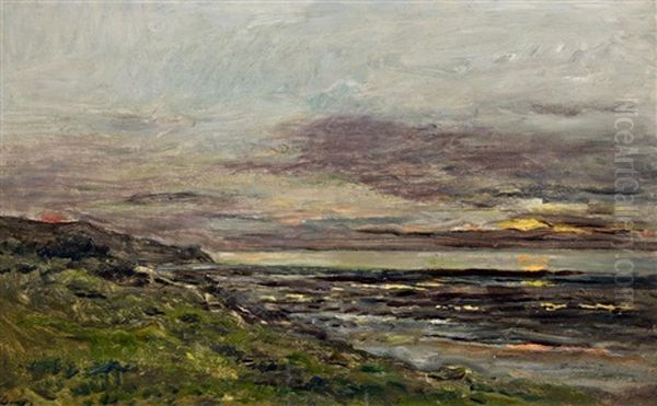 Maree Basse A Villerville Oil Painting by Charles Francois Daubigny