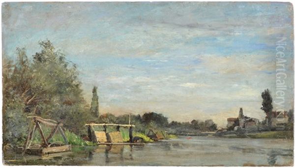 Summer River Oil Painting by Charles Francois Daubigny