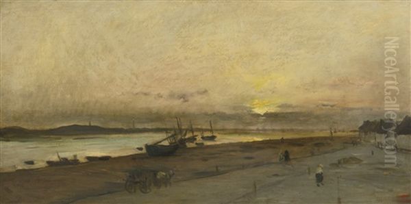 Etaples Oil Painting by Charles Francois Daubigny