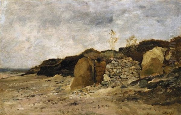 Maree Basse A Villerville Oil Painting by Charles Francois Daubigny