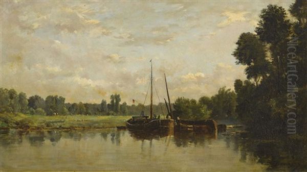 Les Peniches Oil Painting by Charles Francois Daubigny