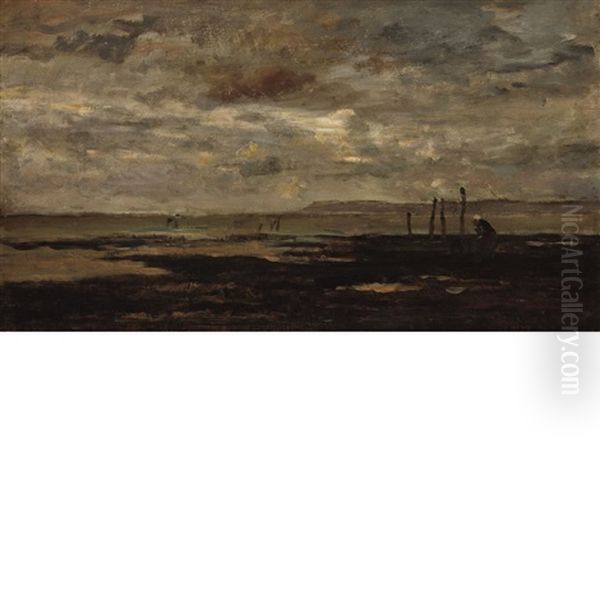 Maree Basse Oil Painting by Charles Francois Daubigny