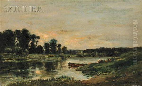 Untitled (la Vallee De L'oise) Oil Painting by Charles Francois Daubigny