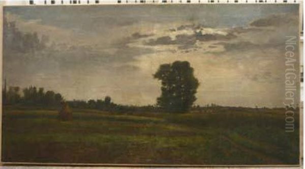 Paysage A Auvers Oil Painting by Charles Francois Daubigny