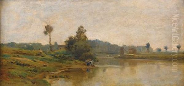 Aux Bords Du Fleuve Oil Painting by Charles Francois Daubigny