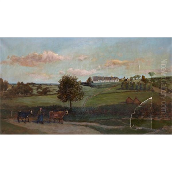 Au Flanc De La Colline (valmondois) (formerly Called: Bonneville Pres Auvers-sur-oise) Oil Painting by Charles Francois Daubigny