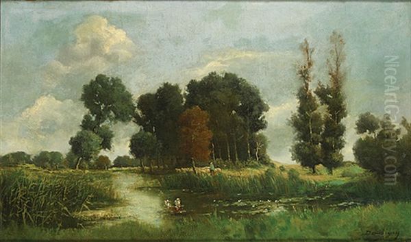 Environs De Paris Oil Painting by Charles Francois Daubigny