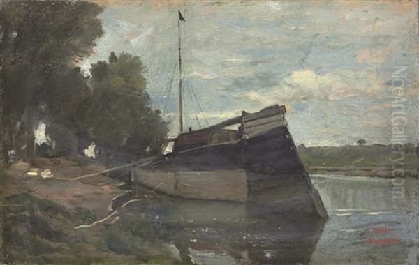 Auvers, Peniche Sur L'oise Oil Painting by Charles Francois Daubigny