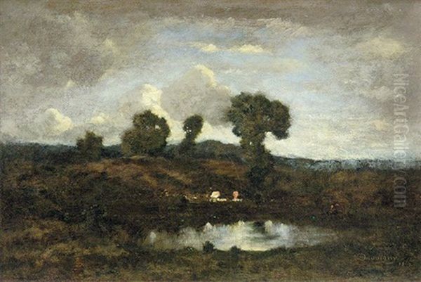 Paysage Crepuscule Oil Painting by Charles Francois Daubigny