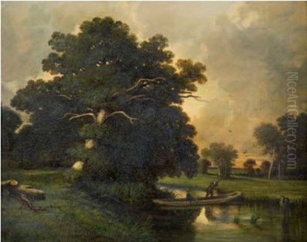 La Chasse Au Gibier D'eau Oil Painting by Charles Francois Daubigny