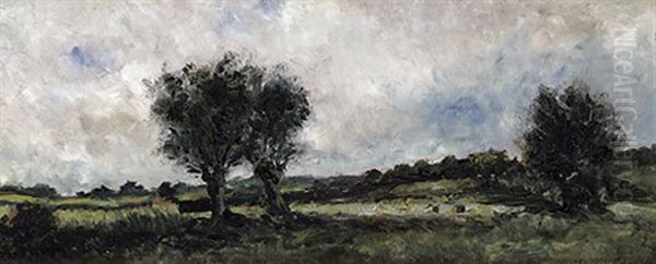 Herbstliche Erntelandschaft Mit Knuppelweiden Oil Painting by Charles Francois Daubigny