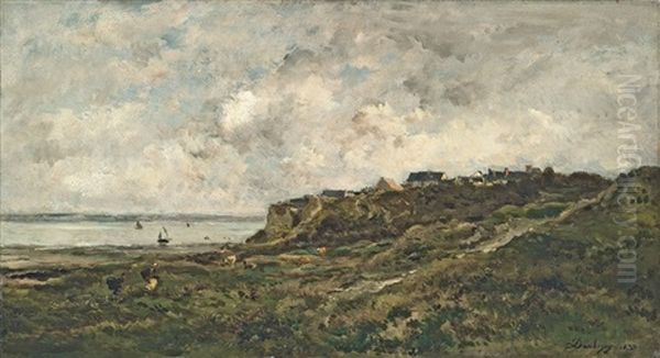 Maree Basse A Villerville Oil Painting by Charles Francois Daubigny