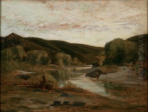 A River In The Hills Oil Painting by Charles Francois Daubigny