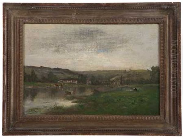 L'abreuvoir Oil Painting by Charles Francois Daubigny