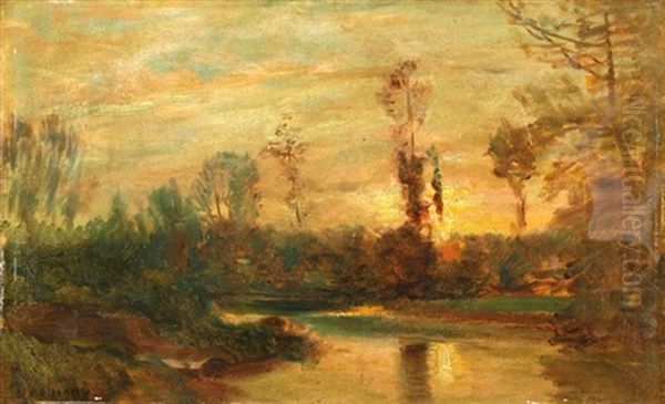 Teichlandschaft Oil Painting by Charles Francois Daubigny