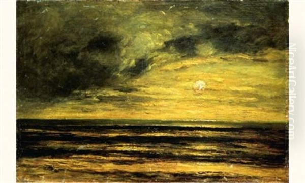 Coucher De Soleil Sur La Mer Oil Painting by Charles Francois Daubigny