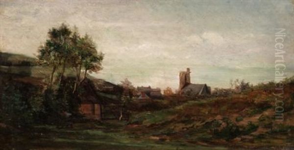 Church In A Landscape Oil Painting by Charles Francois Daubigny