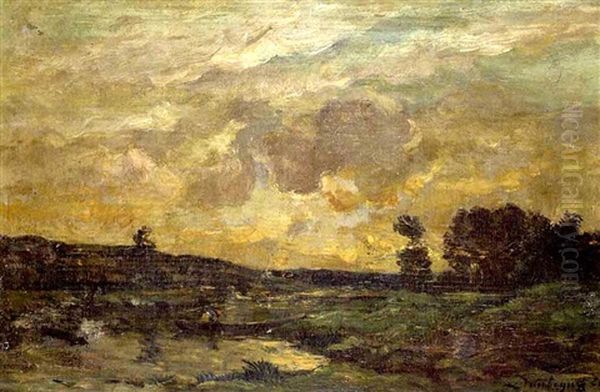 Gewitterlandschaft An Der Oise Oil Painting by Charles Francois Daubigny