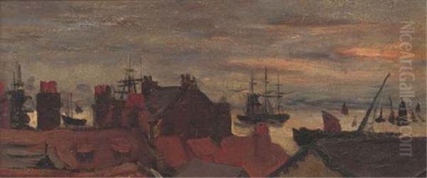 Port De Peche, Dieppe Oil Painting by Charles Francois Daubigny