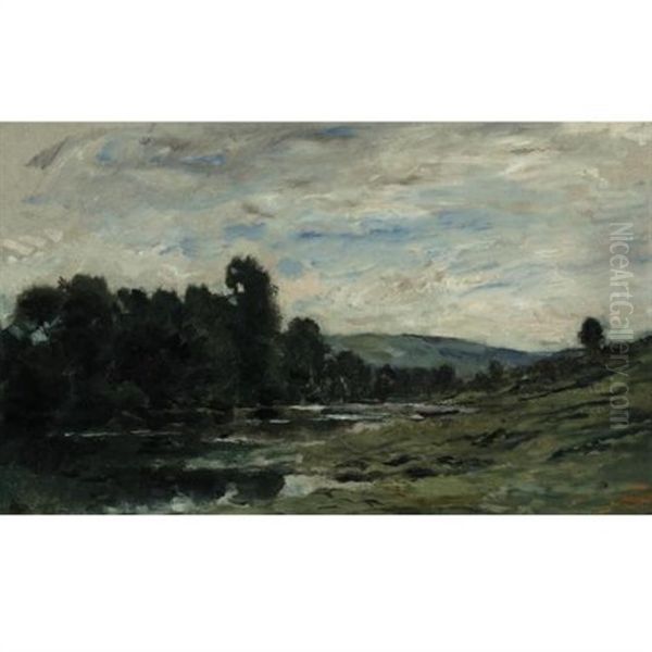 Le Bord De Riviere Oil Painting by Charles Francois Daubigny