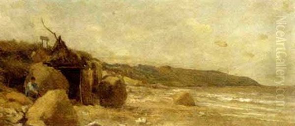 La Cabane De Bain De Daubigny Oil Painting by Charles Francois Daubigny