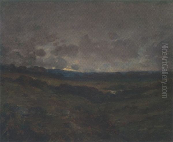 Plaine Au Rochers, Vallon Au Crepuscule Oil Painting by Charles Francois Daubigny