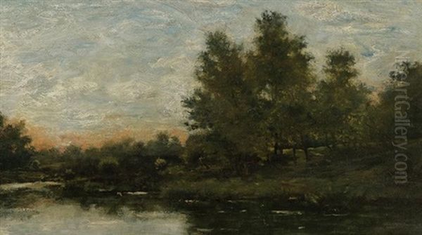 Bord De La Seine Oil Painting by Charles Francois Daubigny