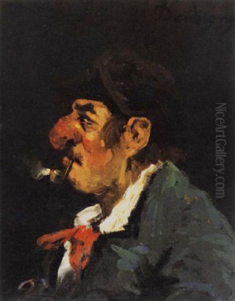 L'homme A La Pipe Oil Painting by Charles Francois Daubigny