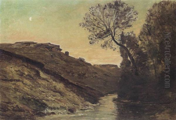 Le Ravin (dauphine Rhone) Oil Painting by Charles Francois Daubigny