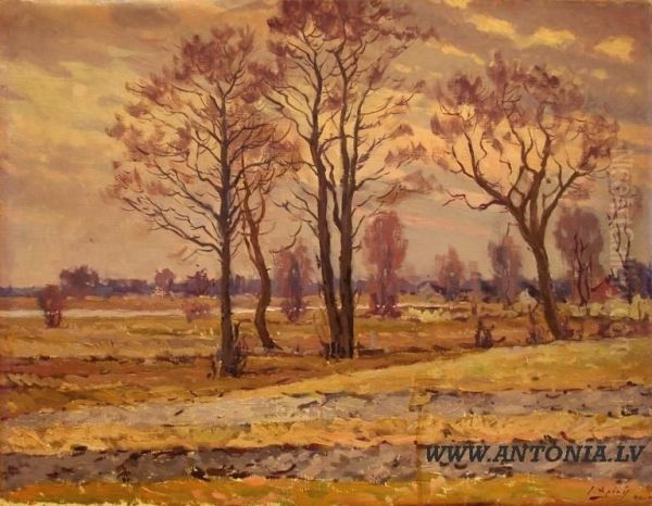 At Early Spring Time Oil Painting by Jekabs Apinis