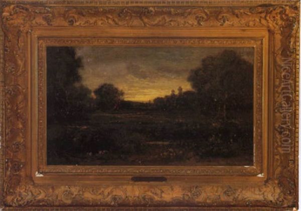 Twilight River Landscape Oil Painting by Charles Francois Daubigny