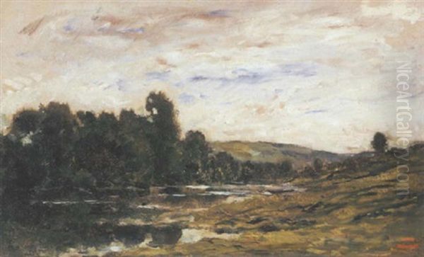 Le Bord De Riviere Oil Painting by Charles Francois Daubigny