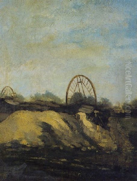 Les Carrieres Oil Painting by Charles Francois Daubigny