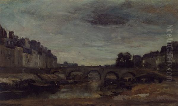 Pont De Paris Oil Painting by Charles Francois Daubigny