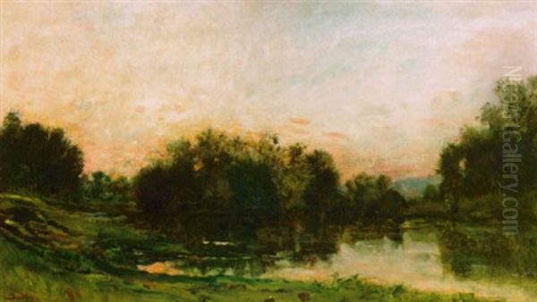 Au Bord De L'oise Oil Painting by Charles Francois Daubigny