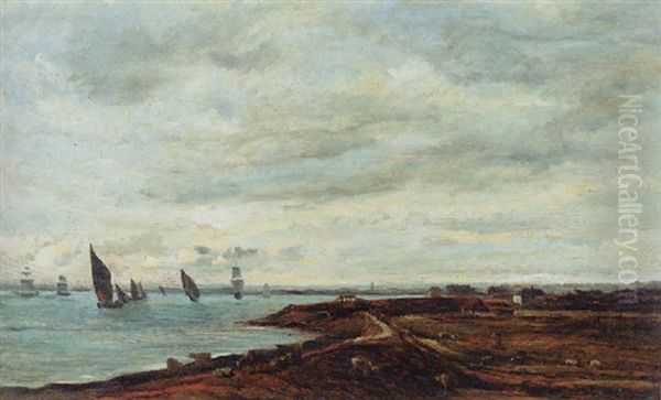 Les Bords De La Tamise A Erith Oil Painting by Charles Francois Daubigny