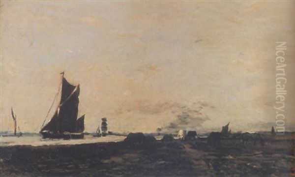 The Thames At Erith Oil Painting by Charles Francois Daubigny