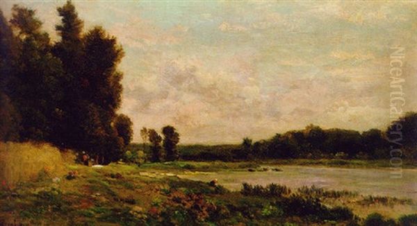 Washerwomen By The River by Charles Francois Daubigny