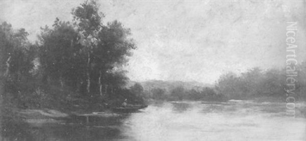 River View Oil Painting by Charles Francois Daubigny