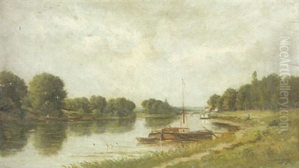 Sur L'oise Oil Painting by Charles Francois Daubigny