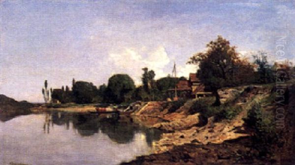 Sommerliche Fluslandschaft Oil Painting by Charles Francois Daubigny