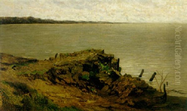 Inlet On The Coast, Villerville Oil Painting by Charles Francois Daubigny