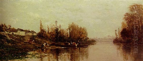 Bac A Glouton Oil Painting by Charles Francois Daubigny