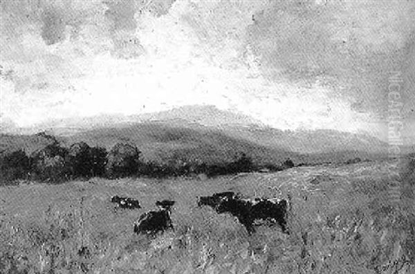 Landscape With Bovines Oil Painting by Charles Francois Daubigny