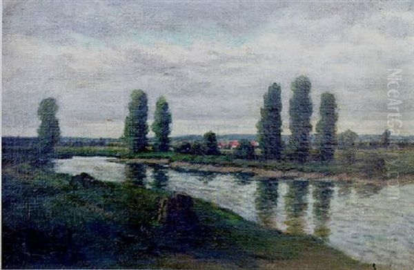 European River Landscape Oil Painting by Charles Francois Daubigny