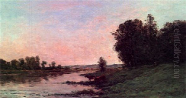 Vaches Au Bord De L'oise Oil Painting by Charles Francois Daubigny