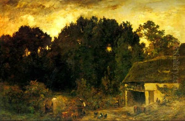 Le Tonnelier Oil Painting by Charles Francois Daubigny