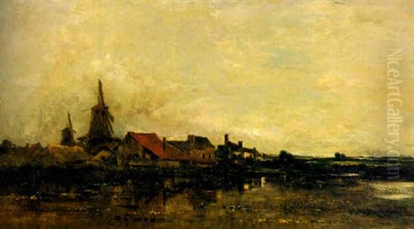 La Meuse A Dordrecht Oil Painting by Charles Francois Daubigny